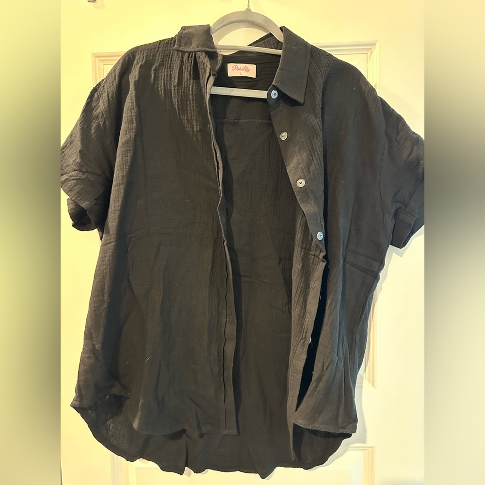 Pink Lily black button down - never worn